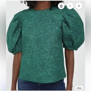 Tuckernuck Hyacinth Jacquard Noelle Blouse in Green